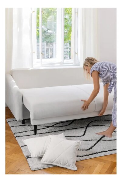 Biała sztruksowa rozkładana/ze schowkiem sofa 215 cm Bjork – Bonami Selection