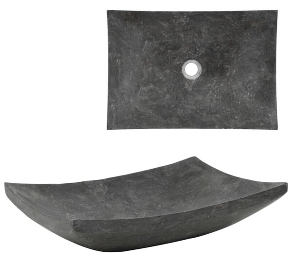 Umywalka, 50 x 35 x 12 cm, marmurowa, czarna