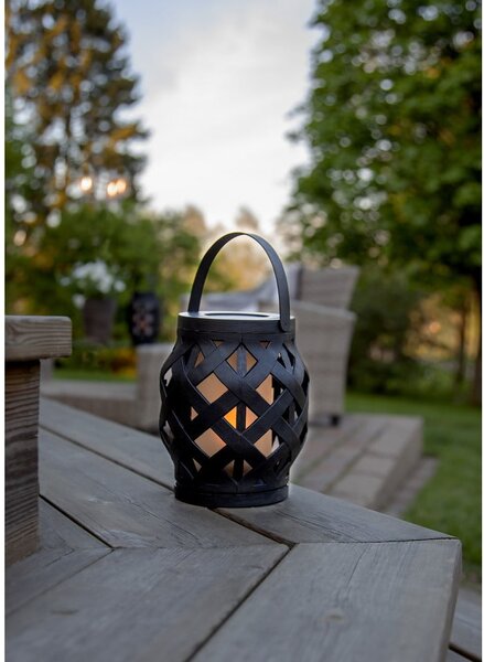 Czarny lampion Star Trading Flame Lantern, wys. 16 cm