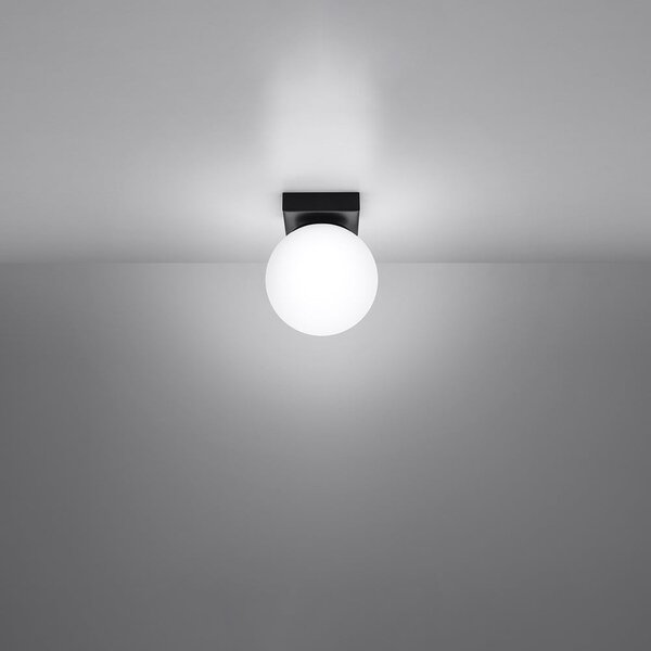 Czarna lampa sufitowa ze szklanym kloszem ø 12 cm Umerta – Sollux