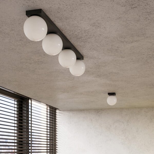 Czarna lampa sufitowa ze szklanym kloszem ø 12 cm Umerta – Sollux