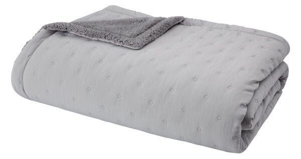 Szara narzuta pikowana z materiału sherpa 220x230 cm Cosy Nori – Catherine Lansfield