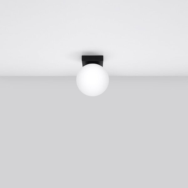 Czarna lampa sufitowa ze szklanym kloszem ø 12 cm Umerta – Sollux