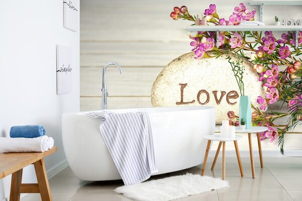 Fototapeta z napisem i kamieniami Love