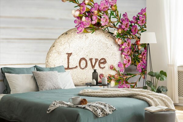 Fototapeta z napisem i kamieniami Love