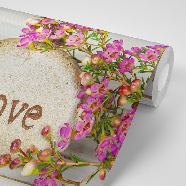 Fototapeta z napisem i kamieniami Love