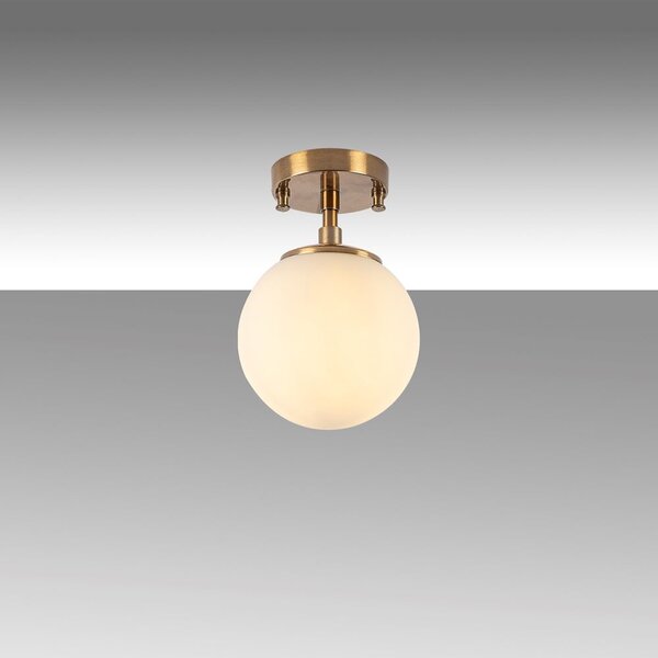 Biała/w kolorze mosiądzu lampa sufitowa ze szklanym kloszem ø 15 cm Atmaca – Opviq lights