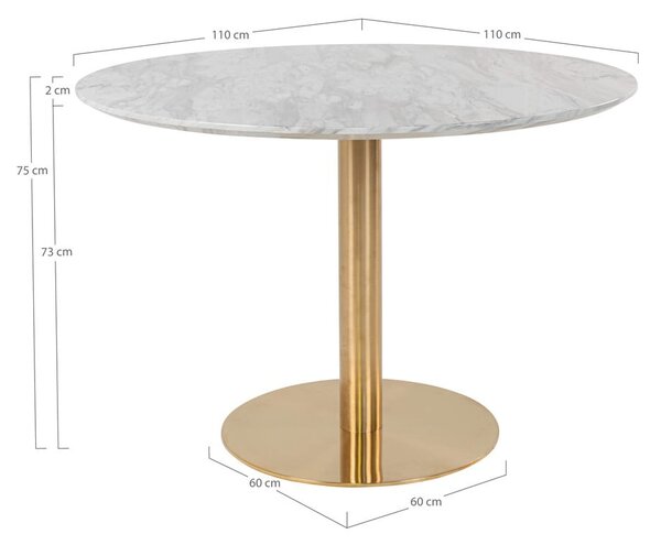 Okrągły stół z blatem w dekorze marmuru ø 110 cm Bolzano – House Nordic