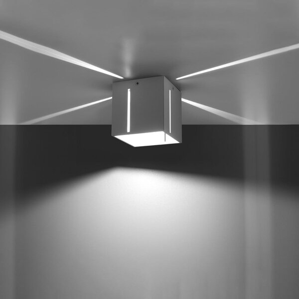 Biała lampa sufitowa z metalowym kloszem 10x10 cm Pax – Sollux
