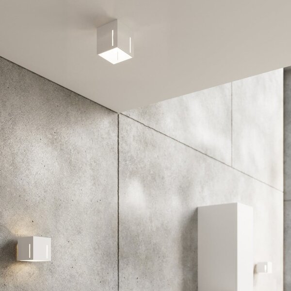 Biała lampa sufitowa z metalowym kloszem 10x10 cm Pax – Sollux