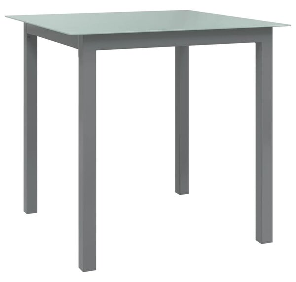 Stół ogrodowy, jasnoszary, 80x80x74 cm, aluminium i szkło