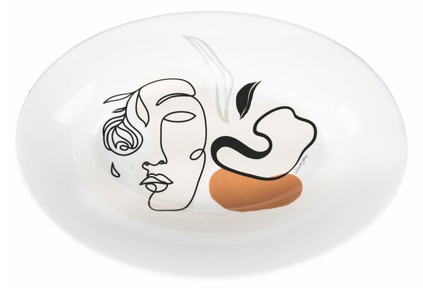 Ceramiczny talerz do serwowania VDE Tivoli 1996 Face to Grey, 48 x 33 cm