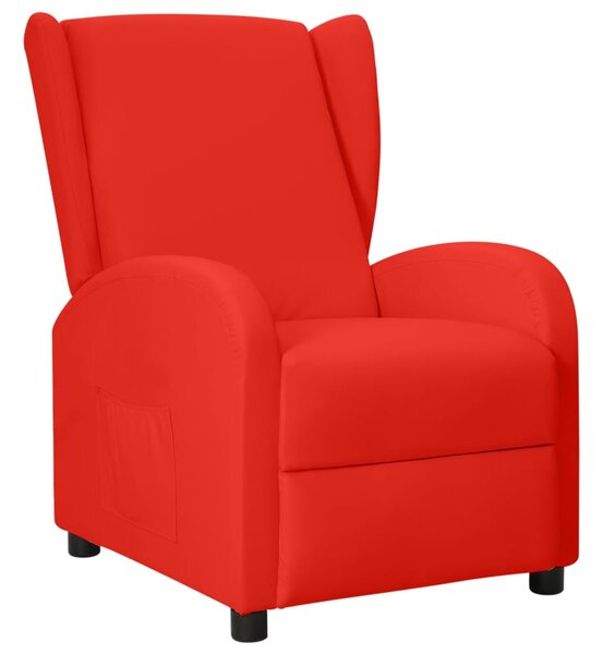 Rozkładany fotel uszak, czerwony, tapicerowany sztuczną skórą
