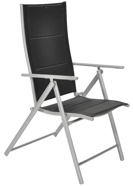 Składane krzesło ogrodowe z regulowanym oparciem Modena czarne