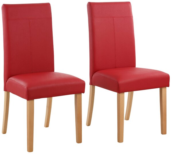 Klasyczne czerwone krzesła, sztuczna skóra - 2 sztuki