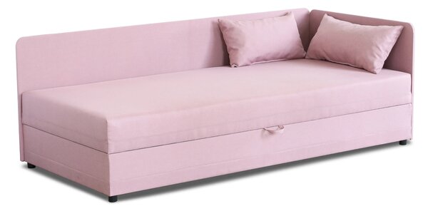 Tapczan łóżko jednoosobowe z pojemnikiem Hirek 80x200 Różowy