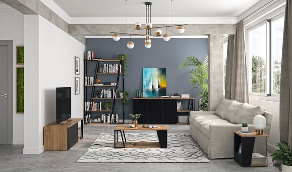 Stolik z blatem w dekorze drewna orzechowego 100x55 cm Albi – TemaHome