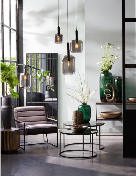 Szara lampa sufitowa z szklanym kloszem ø 21 cm Lekar – Light & Living