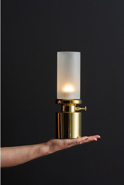 Lampa stołowa LED w kolorze złota ze ściemniaczem i metalowo-szklanym kloszem (wysokość 29,5 cm) Camp – Leitmotiv