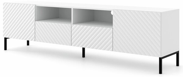 Długa szafka rtv 200 cm biały mat + czarne nóżki A8-R66