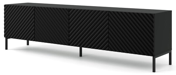 Szafka rtv w stylu glamour czarny mat + czarne nóżki - Diva 7X