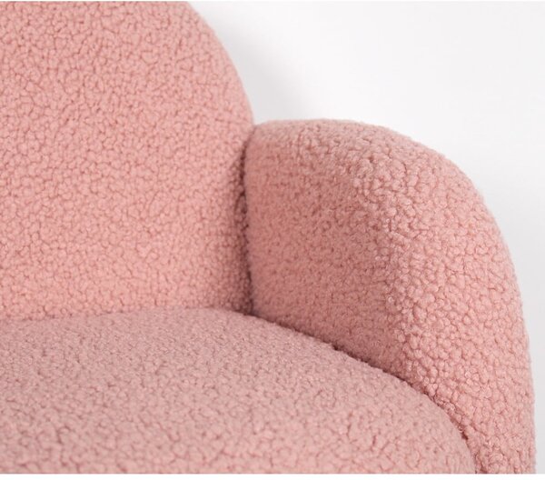Różowy fotel dziecięcy z materiału bouclé Moylo – Artie