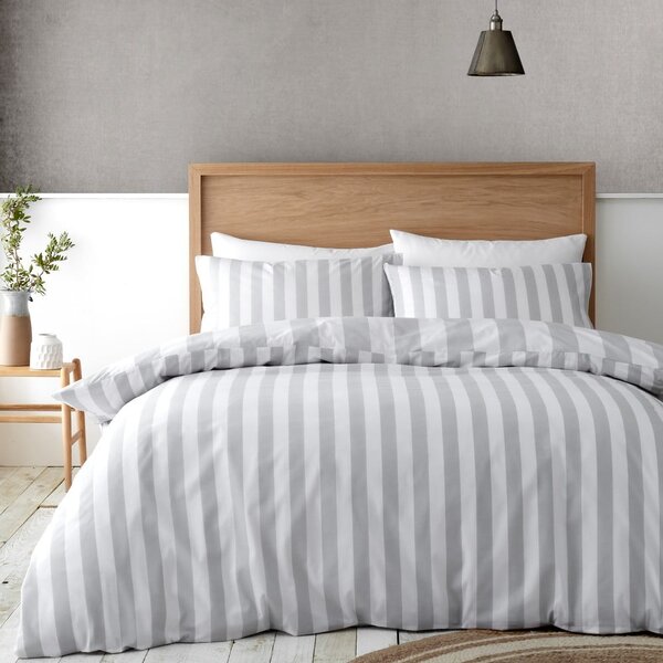 Biało-szara pościel dwuosobowa 230x220 cm Cove Stripe – Catherine Lansfield