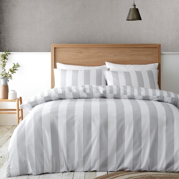 Biało-szara pościel dwuosobowa 200x200 cm Cove Stripe – Catherine Lansfield