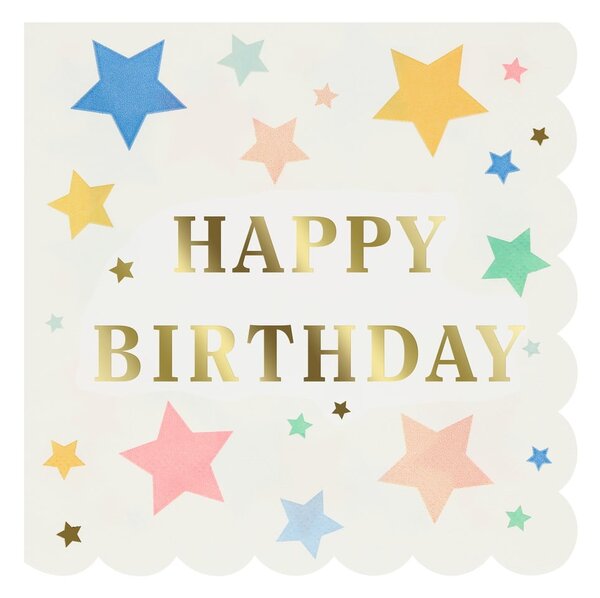 Papierowe serwetki zestaw 16 szt. Happy Birthday – Meri Meri
