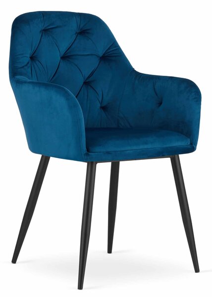 EMWOmeble Krzesła z podłokietnikami DAKAR 3713 niebieski welur / 2 sztuki
