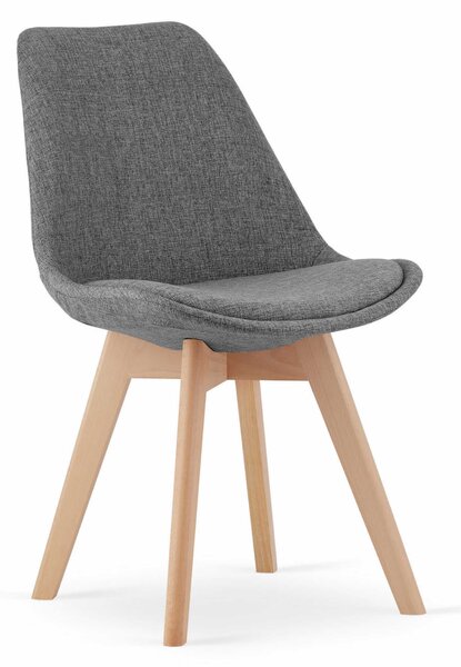 EMWOmeble Krzesła tapicerowane NORI 3759 szary materiał, nogi drewniane / 4 sztuki