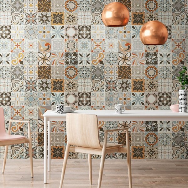 Zestaw 30 naklejek ściennych Ambiance Cement Tiles Bali, 10x10 cm
