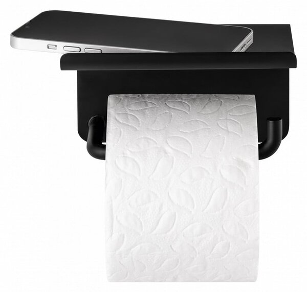 Czarny ścienny uchwyt na papier toaletowy ze stali nierdzewnej Modo – Blomus