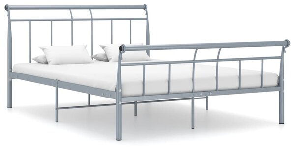 Rama łóżka, szara, metalowa, 140 x 200 cm