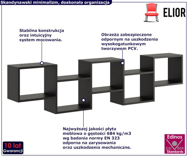 Czarna minimalistyczna półka ścienna H1-T03