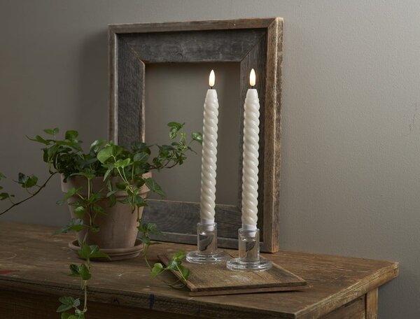 Zestaw 2 beżowych woskowych świec LED Star Trading Flamme Swirl Antique, wys. 25 cm