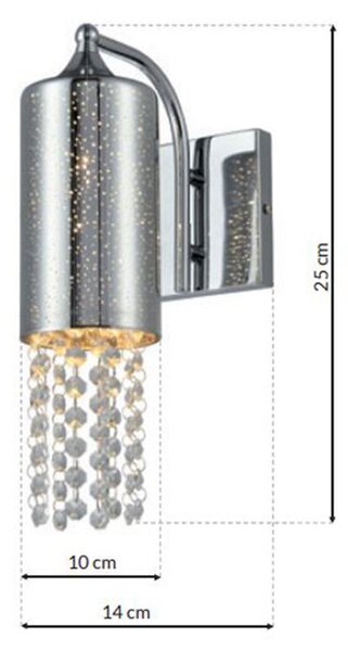Srebrny kinkiet z kryształkami w stylu glamour - N61 G2-Z96