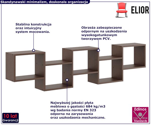 Minimalistyczna półka wisząca w kolorze wenge Z6-K25