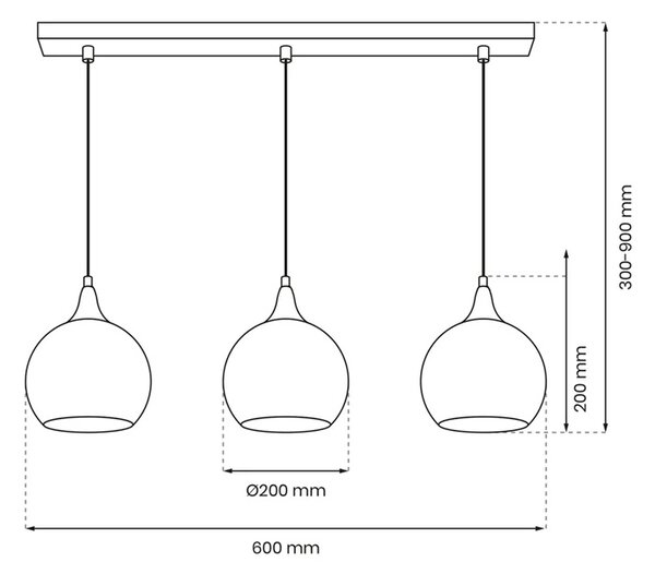 Potrójna wisząca lampa w stylu glamour - N67 M8-N75
