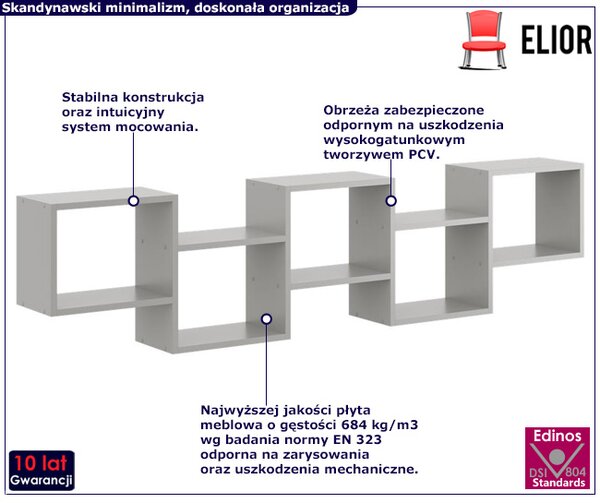 Szara minimalistyczna półka wisząca H9-W34