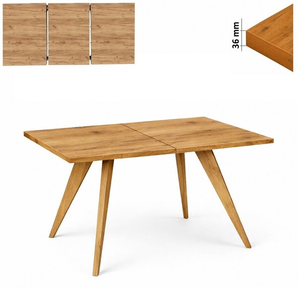 Stół 80x140/190 cm prostokątny rozkładany, blat 3,6 cm, nogi Drewniane „ Stożkowe ” | ArtD Home