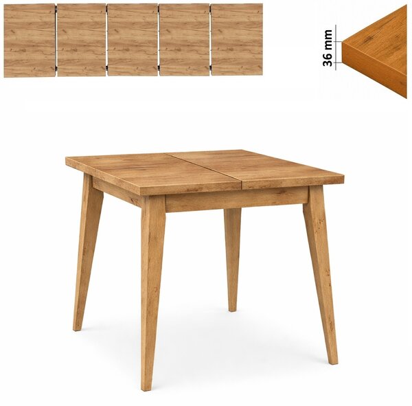 Stół 80/230 cm kwadratowy rozkładany, blat 3,6 cm, nogi Drewniane „ Trapezowe ” | ArtD Home
