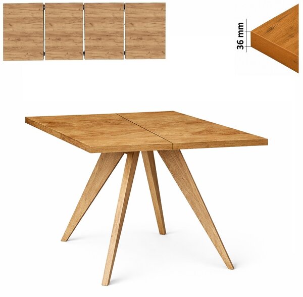 Stół 80/180 cm kwadratowy rozkładany, blat 3,6 cm, nogi Drewniane „ Stożkowe ” | ArtD Home
