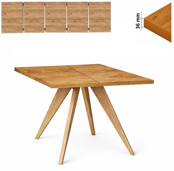 Stół 80/230 cm kwadratowy rozkładany, blat 3,6 cm, nogi Drewniane „ Stożkowe ” | ArtD Home