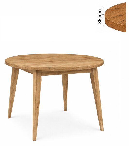 Stół 100 cm okrągły nierozkładany, blat 3,6 cm, nogi Drewniane „ Trapezowe 1 ” | ArtD Home