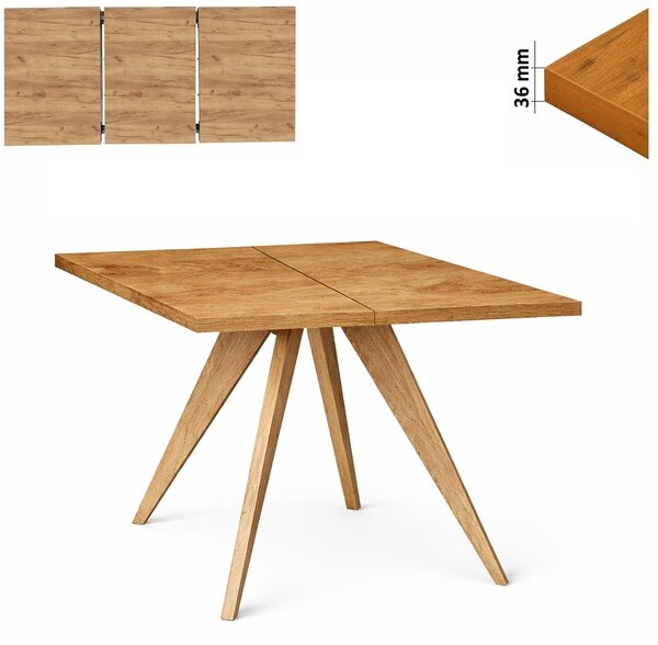 Stół 80/130 cm kwadratowy rozkładany, blat 3,6 cm, nogi Drewniane „ Stożkowe ” | ArtD Home