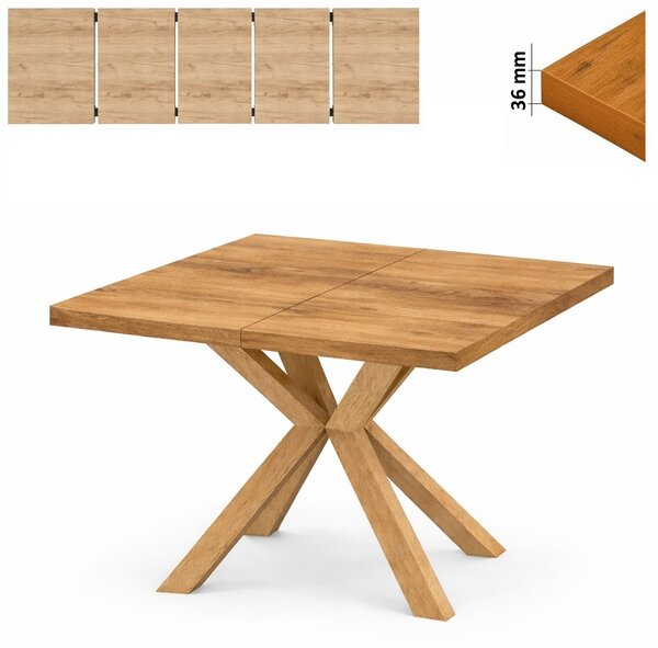 Stół 80/230 cm kwadratowy rozkładany, blat 3,6 cm, nogi Drewniane „ Krzyżak ” | ArtD Home