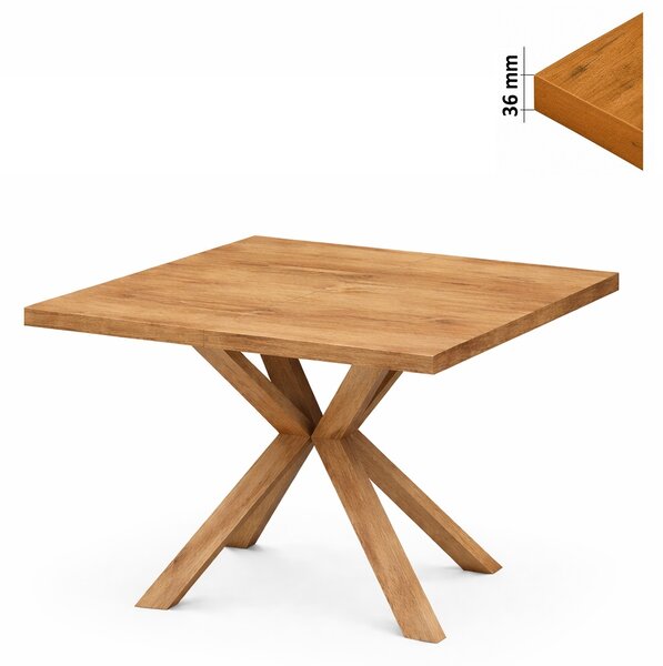 Stół 80 cm kwadratowy nierozkładany, blat 3,6 cm, nogi Drewniane „ Krzyżak ” | ArtD Home