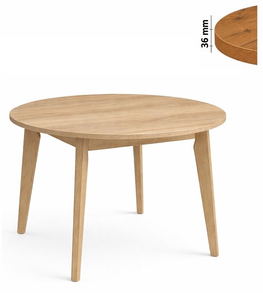 Stół 80 cm okrągły nierozkładany, blat 3,6 cm, nogi Drewniane „ Trapezowe 2 ” | ArtD Home