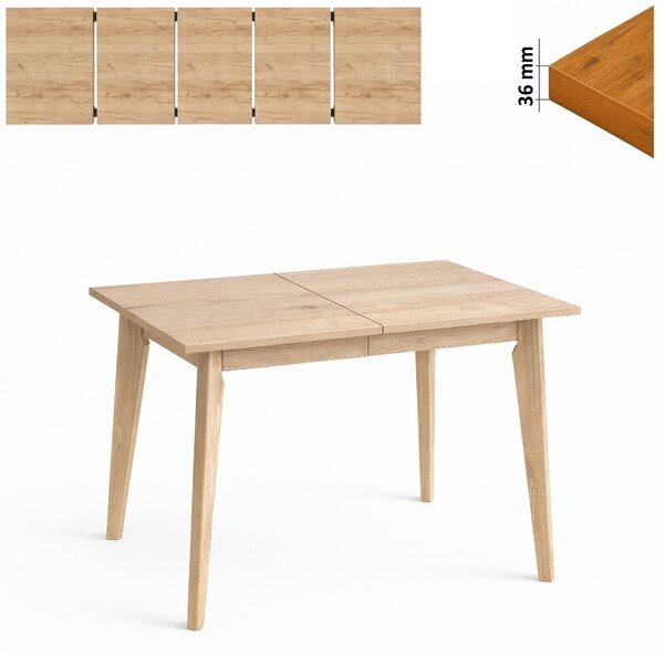 Stół 80x140/290 cm prostokątny rozkładany, blat 3,6 cm, nogi Drewniane „ Trapezowe 2 ” | ArtD Home